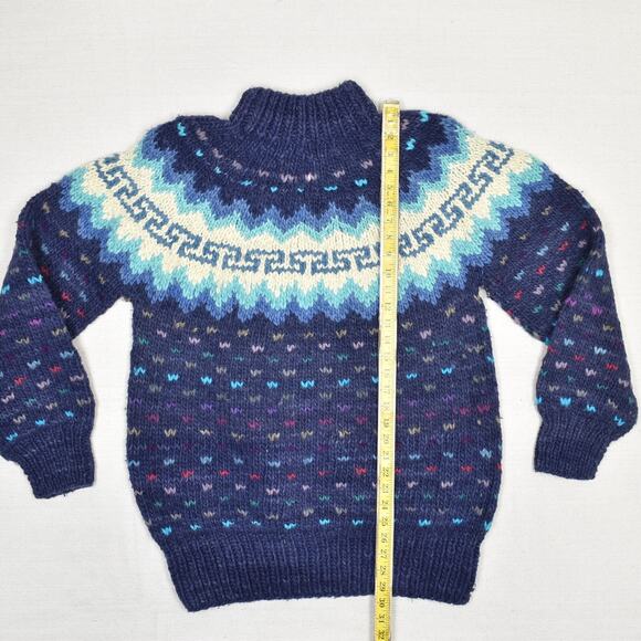 VTG Nuca Huasi Ecuador Men's Pullover Sweater 100% Wool Blue Size XL Heavy - Picture 5 of 8